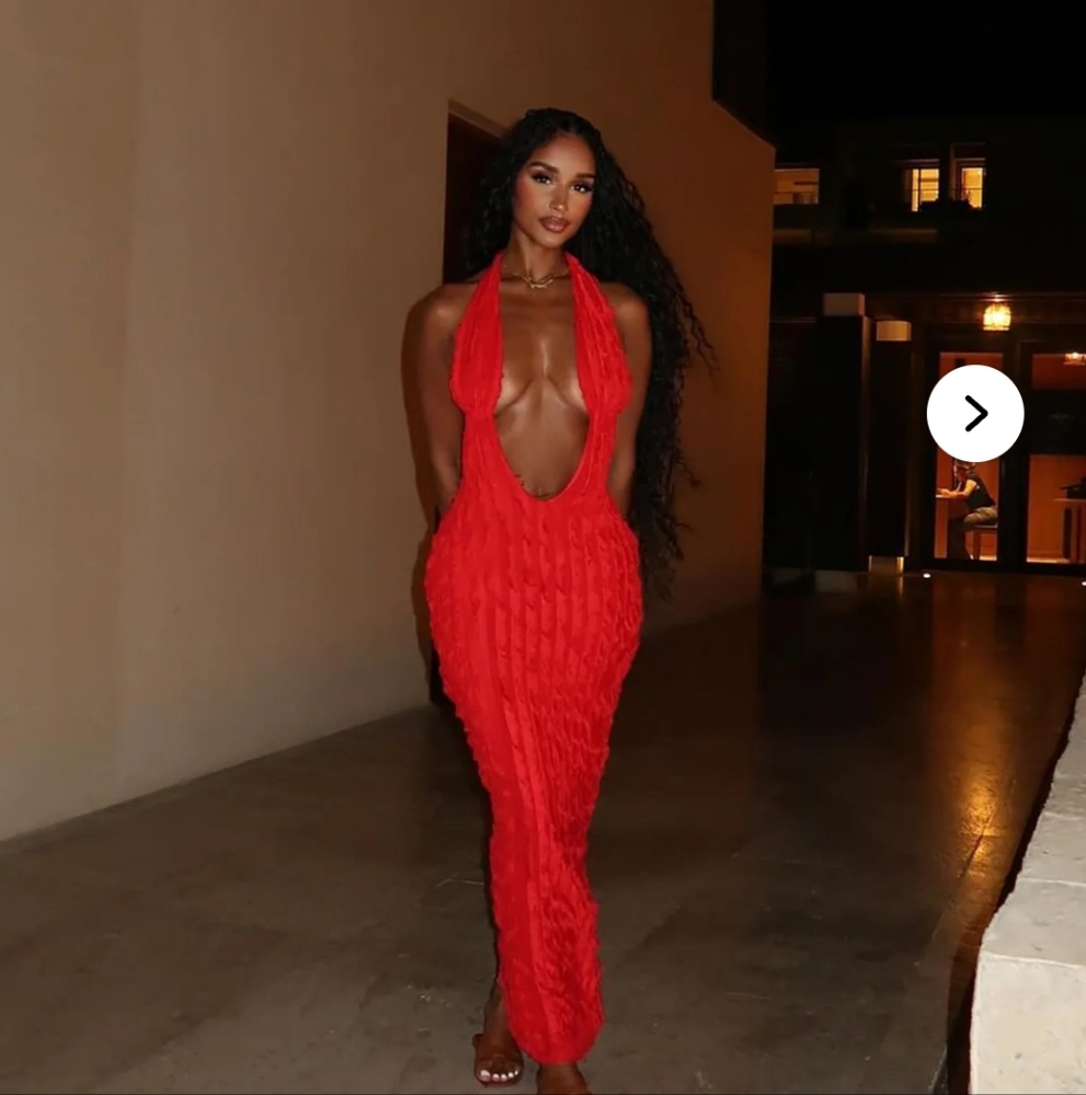 Vibrant Red Backless Dress